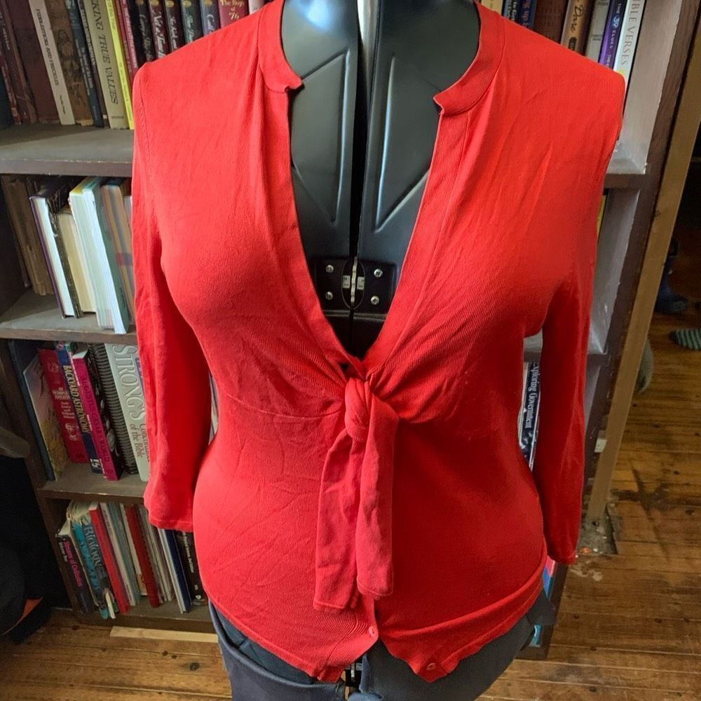 Magaschino cherry red tie button down M luxury cardigan